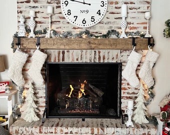 Fireplace Mantel | 6" by 10" and 66" Long | Solid Wood | Pine | Hand Hewn | Customizable