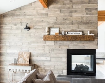 New Fireplace Mantel | 6" by 10" and 96" Long | Solid Wood | Pine | Hand Hewn | Customizable