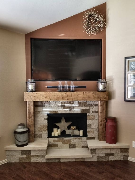 Rustic Chunky 6 Foot Hand Hewn Solid Pine Fireplace Mantel Etsy