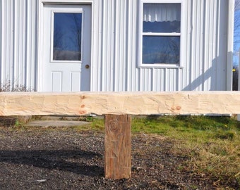New Unfinished Fireplace Mantel | 8" by 8" and 66" Long | Solid Wood | Pine | Hand Hewn | Customizable
