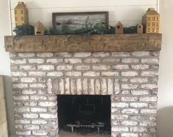 New Fireplace Mantel | 6" by 8"  and 66" Long | Solid Wood | Pine | Hand Hewn | Customizable