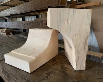 Corbels | Cove Style | One Pair | Solid Wood | Pine | Hand Hewn