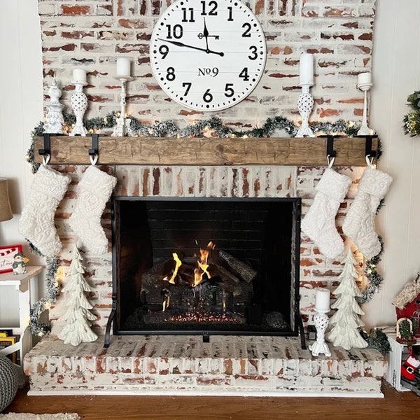 Fireplace Mantel | 8" by 10" by 72" Long | Solid Wood | Pine | Hand Hewn | Customizable