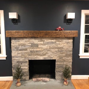 Fireplace Mantel | 6" by 8" by 66" Long | Solid Wood | Pine | Hand Hewn | Customizable