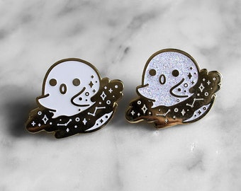 Ghost Nebula with Glow-in-the-Dark or Iridescent Glitter Hard Enamel Pin