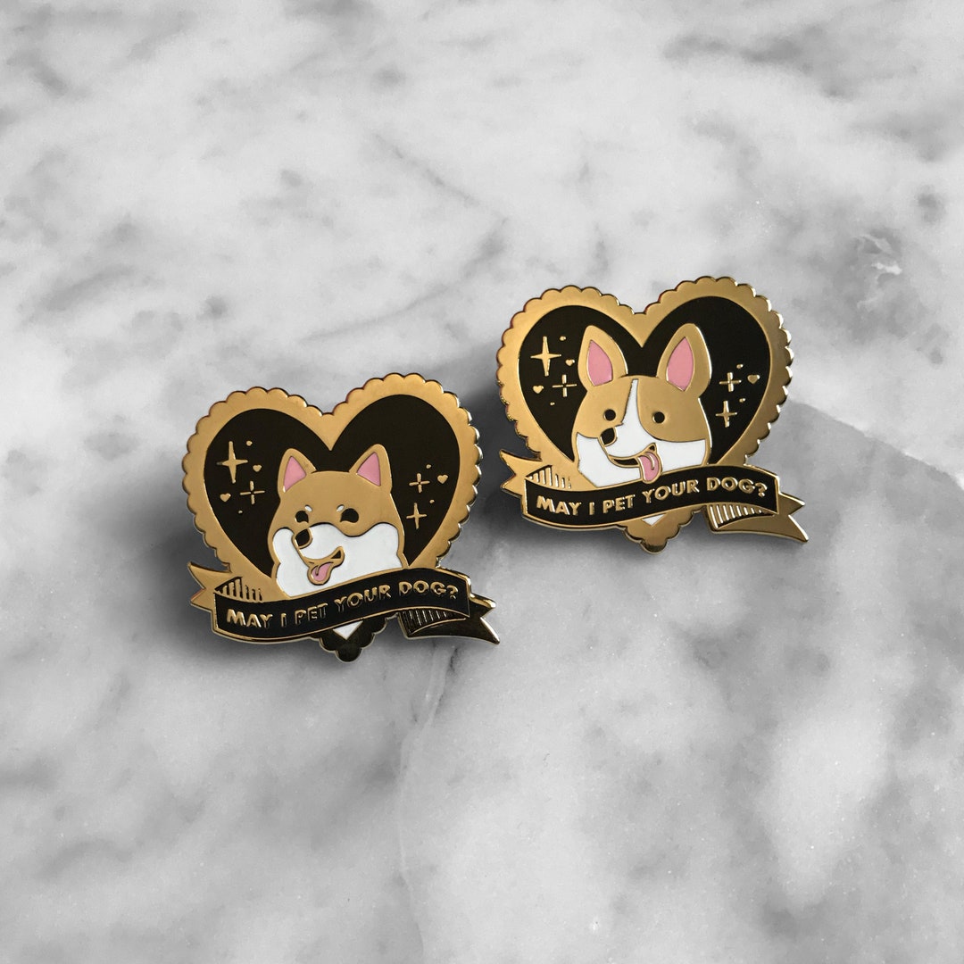 May I Pet Your Dog Shiba & Polite Puppetting Society Enamel Pins