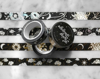 Blooming Eclipse & Star Shower Original Gold or Holographic Silver Foil Washi