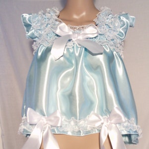 Sissy Adult Baby Short Blue Dress frilly satin lace skirt Fancy Party Unisex Cosplay Princess xxl xl party ddlg lingerie little abdl