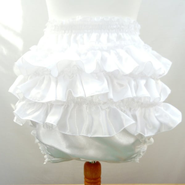 All sizes Waterproof lined Adult Baby Satin White Frilly Sissy Panties Nappy Cover ABDL Cosplay Sexy diaper cd tv unisex lingerie ddlg