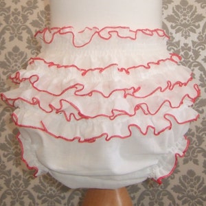 ALL Sizes Waterproof lined Adult Baby Frilly Sissy Panties Nappy Cover knickers White with red trim abdl cosplay xxl xl diaper