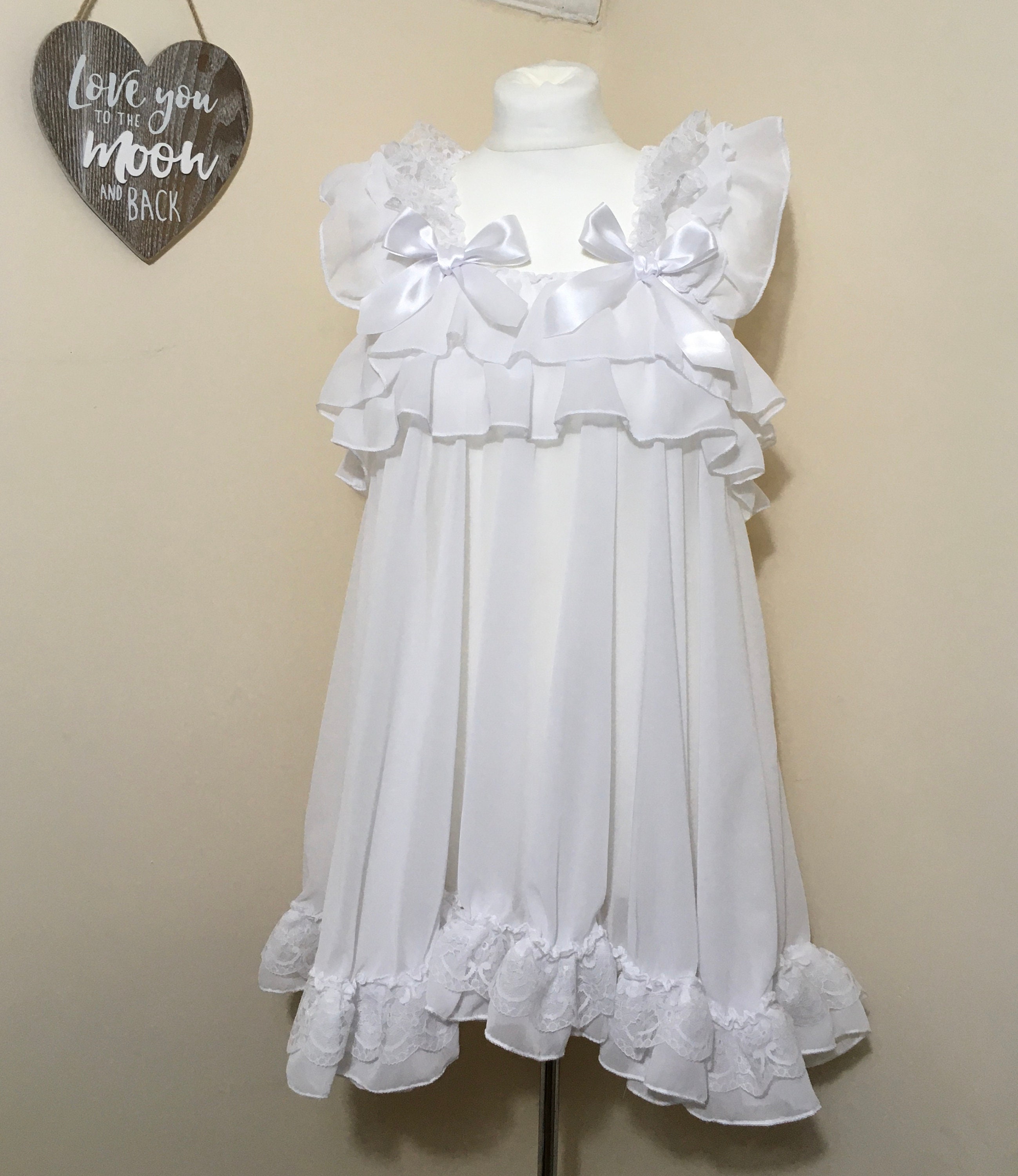 Sissy Adult Baby Short White Chiffon Babydoll Dress frilly lace FULL skirt Fancy Party Unisex Cosplay Princess xxl xl party ddlg lingerie