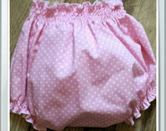 All sizes Adult Baby Sissy Boi Panties Nappy Cover 100% Cotton in pink with white polka dot diaper