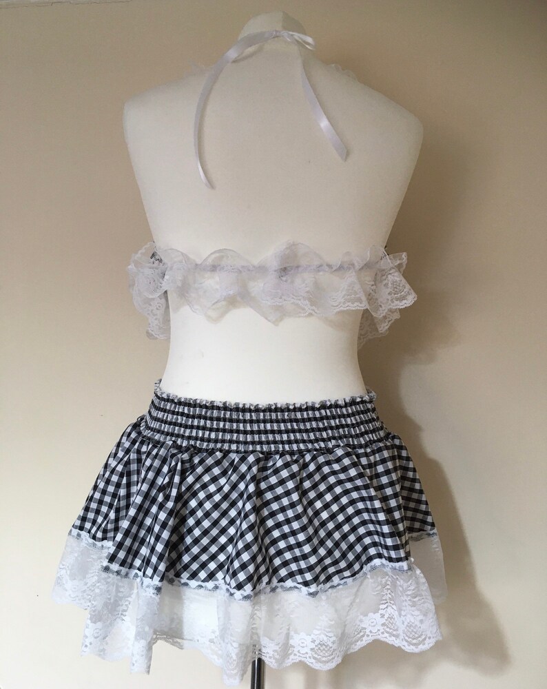 All Sizes Sexy VERY Short Skirt and Bralette Top in Black Etsy