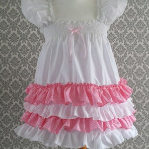 Sissy Adult Baby Short Pink Dress frilly Broderie Ra-Ra ABDL Fancy Party Unisex Cosplay Princess xxl xl party ddlg lingerie little