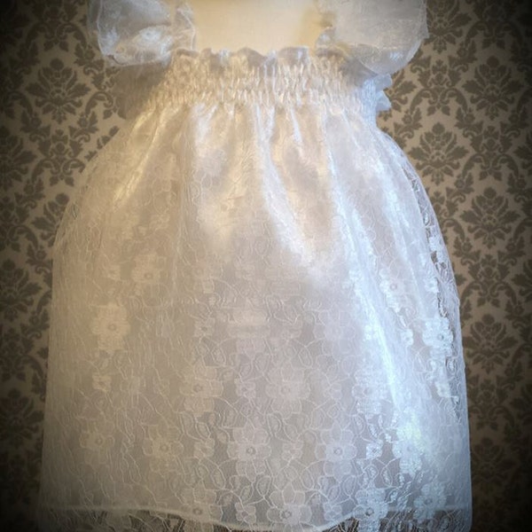 All Sizes Adult Baby Sissy Dress Top in White frilly satin lace ddlg unisex mens cross cd tv ladies abdl underwear lingerie babydoll xxl xl