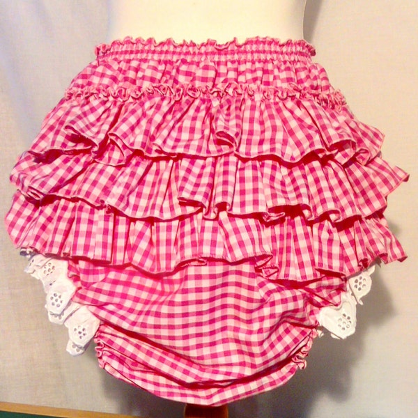 All sizes Adult Baby Pink Gingham Frilly Sissy Panties Nappy diaper Cover abdl ddlg cd tv fetish