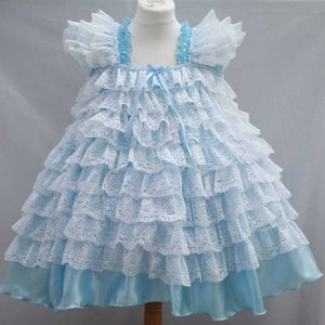 Sissy Adult Baby Short Blue Satin Dress frilly lace FULL skirt Fancy Party Unisex Cosplay Princess xxl xl party ddlg lingerie little party