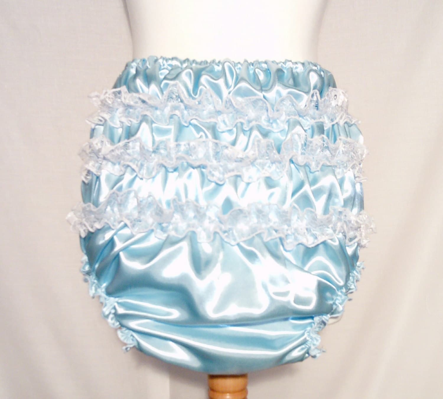 Adult Baby Satin Pale blue Frilly Sissy Panties Nappy diaper Cover ddlg cd tv sexy unisex mens knickers xxl xl l abdl