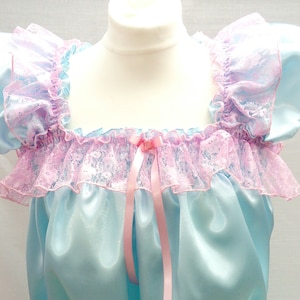 Sissy Erwachsene Baby Kurz Blau Rosa Strampler Rüschen Satin Spitze Kostüm Party Unisex Cosplay Prinzessin xxl xl party ddlg Dessous wenig Unterwäsche