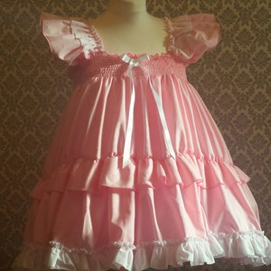 Sissy Adult Baby Short Pink Dress frilly cotton FULL skirt Fancy Party Unisex Cosplay Princess xxl xl party ddlg lingerie little