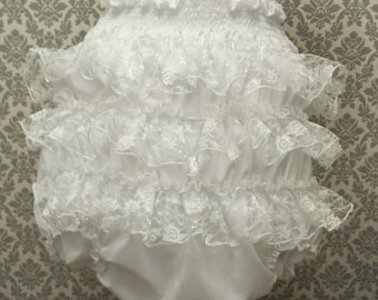 Adult Baby Frilly Sissy Panties Nappy Cover White lace on satin ABDL Cosplay Sexy ddlg panties lingerie diaper cd tv fetish
