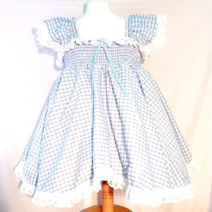 Sissy Adult Baby Short Blue White Gingham Dress frilly FULL skirt Fancy Party Unisex Cosplay Princess xxl xl party ddlg lingerie little