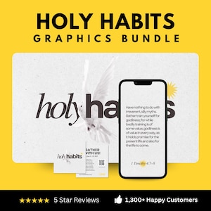 Editable Church Graphics Bundle Holy Habits Series Canva Template Church Social Media, Invitation, Presentation Slides for Sermon Graphics