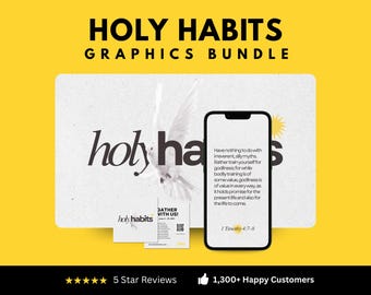 Paquete de gráficos editables para la iglesia: Serie de sermones sobre hábitos santos (Plantilla de Canva, descarga digital)