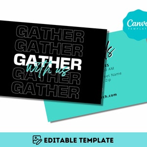 Canva で魅力的な招待状を作成できる編集可能な教会招待状テンプレート - 宗教的なデザインに簡単に個人的なタッチを加えましょう。