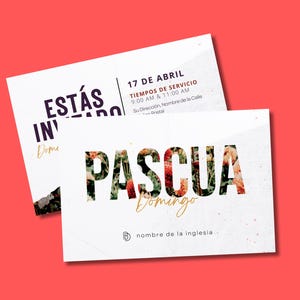 Convite para Domingo de Páscoa - Convite para a igreja lindamente elaborado para o Domingo de Ressurreição com modelo editável do Canva, 4x6 polegadas