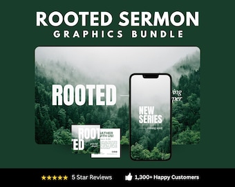 Gráficos de sermones arraigados: paquete de medios editables de Canva para iglesias (descarga digital)