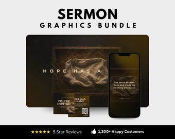 Conjunto de gráficos de la serie de sermones navideños / La esperanza tiene un nombre / Plantillas editables de Canva para la iglesia