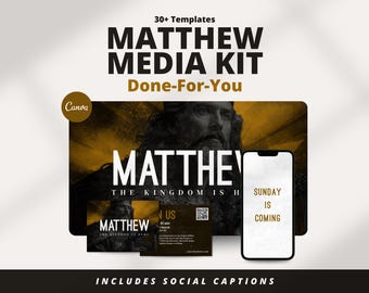 Matthew Sermon Series Canva Template | Church Media Kit, Bible Study Graphics, Church Social Media Kit, Slides & Invite Bundle