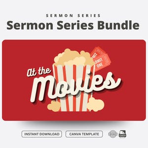 At The Movies Sermon Series Template Editable Canva Graphics & Social Media Package