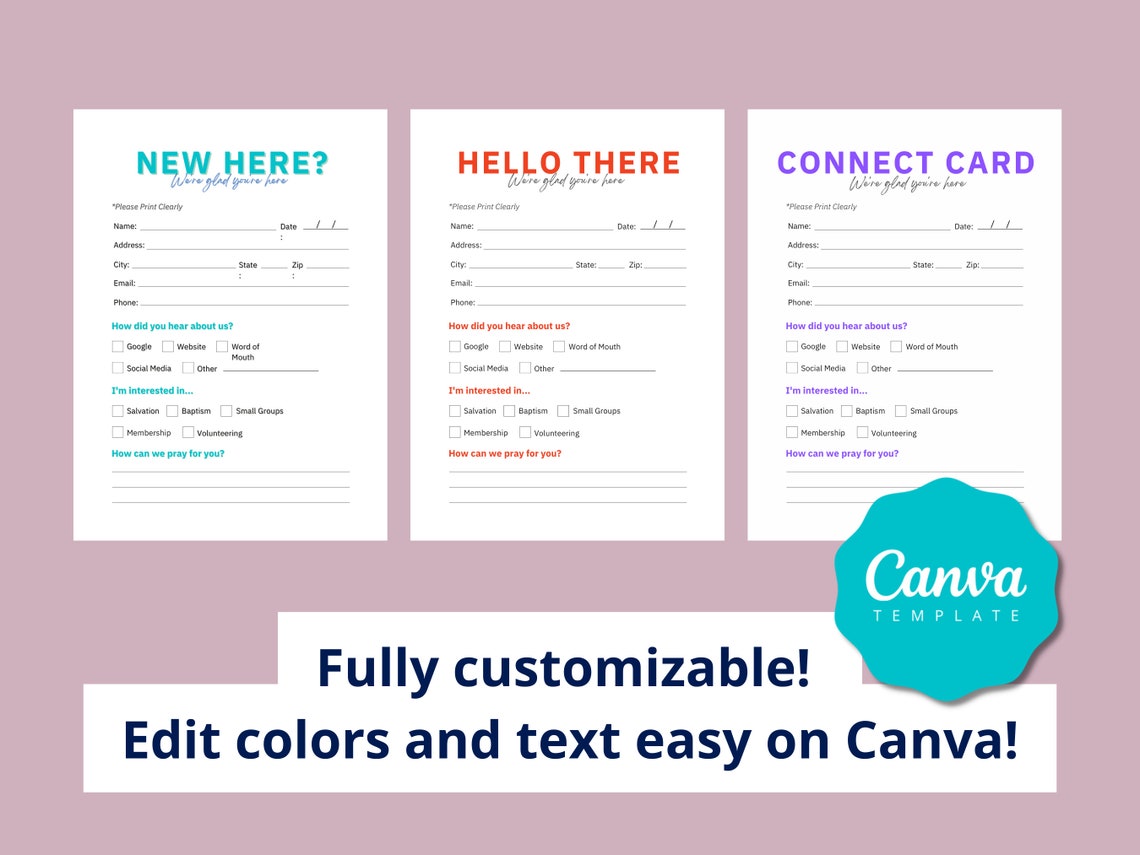 Editable Church Connection Card Template: Welcome New Guests (canva ...