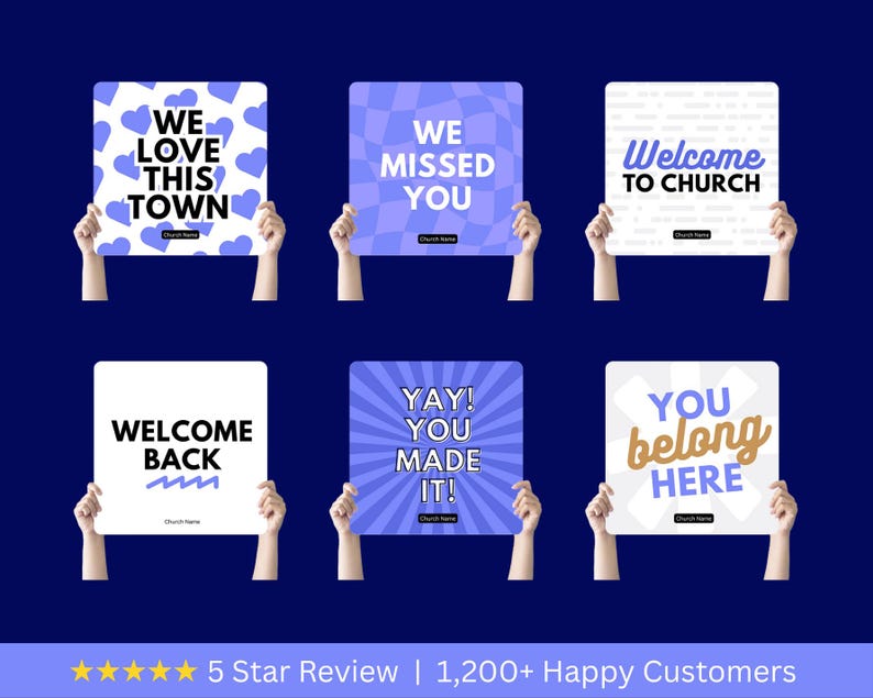 Church Welcome Sign Templates: Handheld Greeter Signs, Canva Editable ...