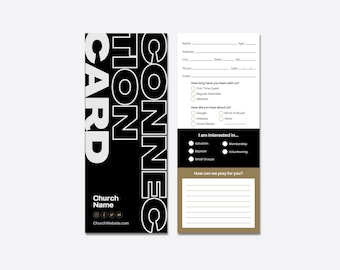 Customizable Church Welcome Card Template for New Visitor - Editable Connect Card Canva Design