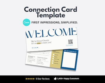 Editable Church Welcome Card Template | Canva Visitor & Connect Card 3×8″ | New Guest Church Welcome Form Printable
