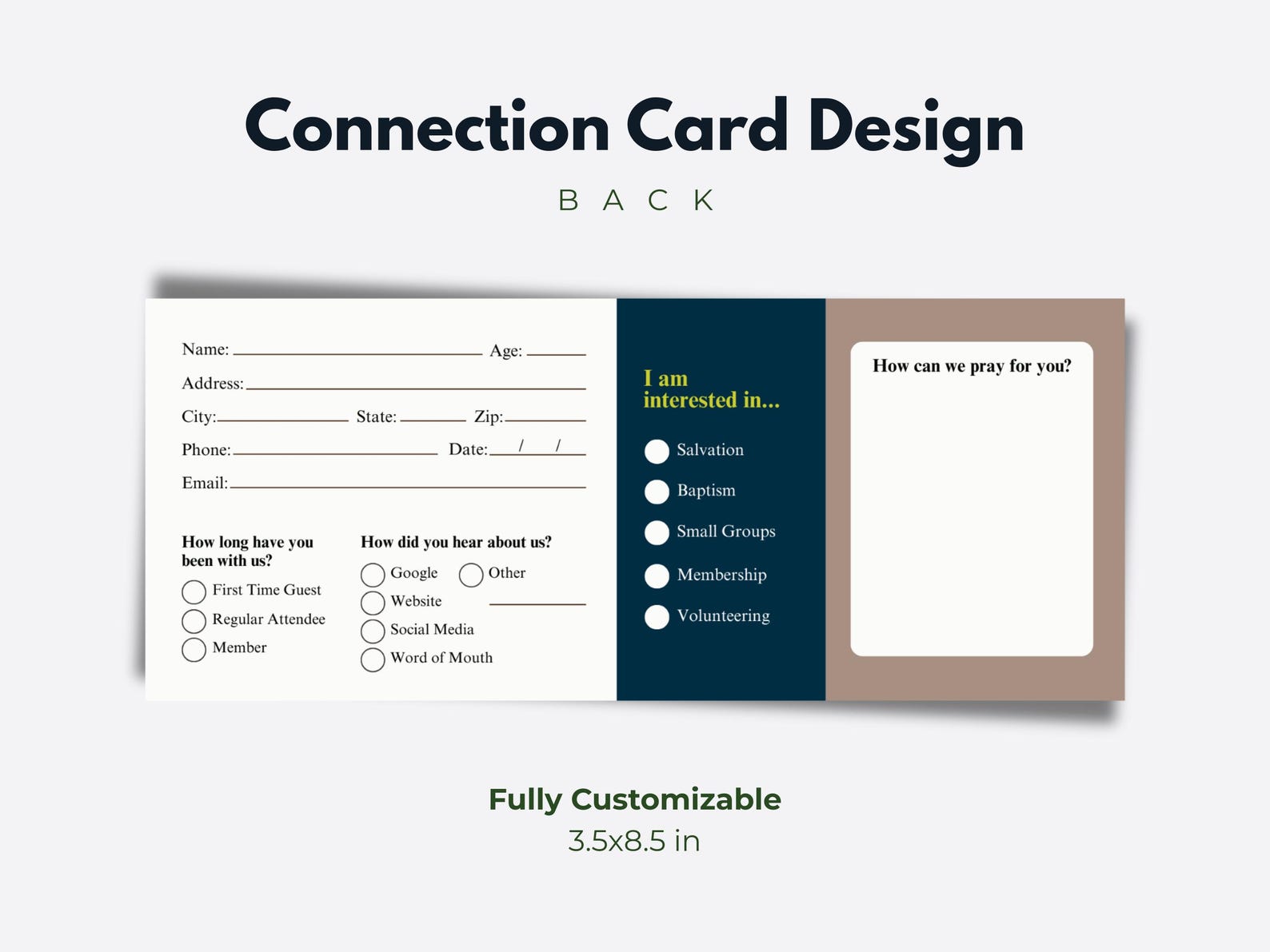 Church First Timer Card Church Connection Card for First-time Guests – 3x8 Inch Welcome Card to ...