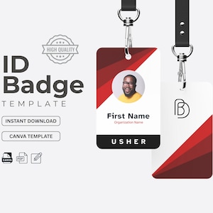 Volunteer Name Tag Printable | Editable Canva Badge Template | 3×5 Church Ministry ID Card for Conferences & Events
