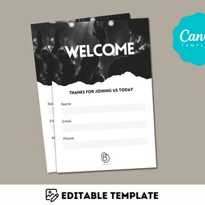 Plantilla personalizable de tarjeta de conexión de la iglesia para nuevos visitantes: diseño editable en Canva para quienes visitan por primera vez