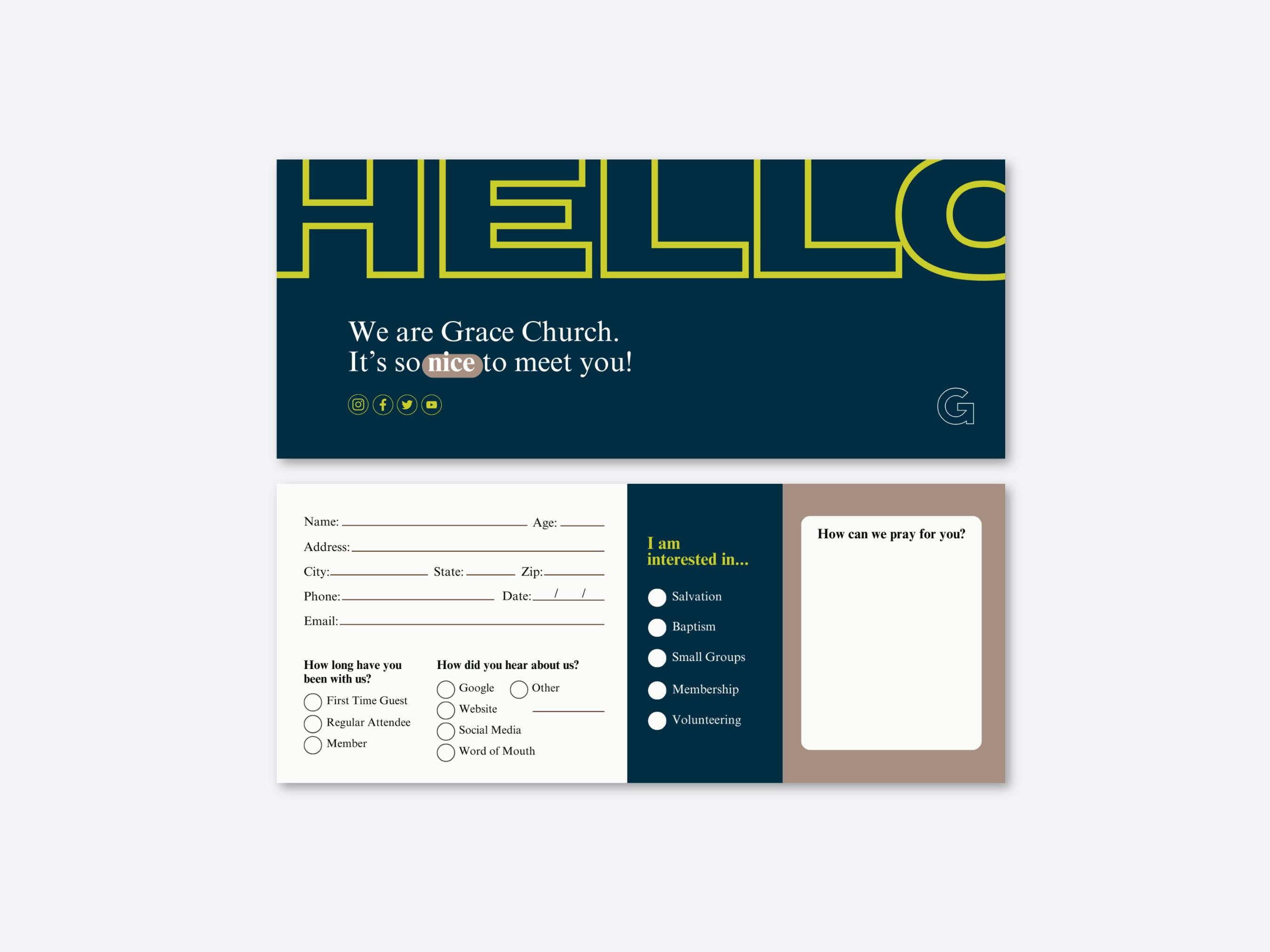 Church Connection Card for First-time Guests – 3x8 Inch Welcome Card to ...