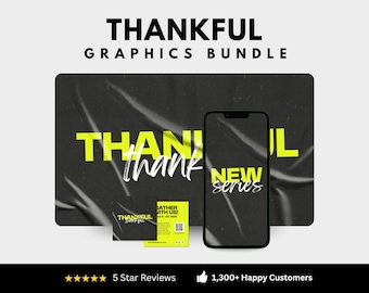 Serie de agradecimiento en la iglesia: Kit de diapositivas de sermones para redes sociales, Canva y PowerPoint