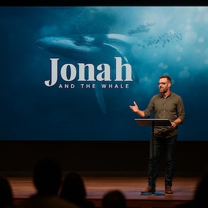 Canva-sjabloon prekenserie | Jona Bijbelverhaal kerkafbeeldingen | Preekdia's en socialmediakit voor kerken | Direct downloaden