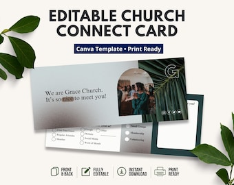 Editable Church Connect Card: Visitor Welcome Form for First-Time Guests (Canva Template)