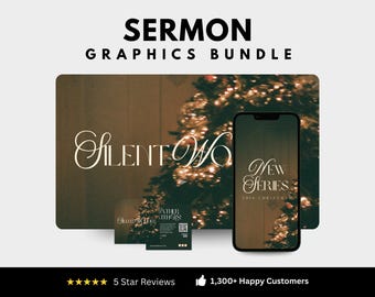 Serie de sermones navideños Silent Wonder: Plantillas de Canva para diapositivas, redes sociales e invitaciones para la iglesia