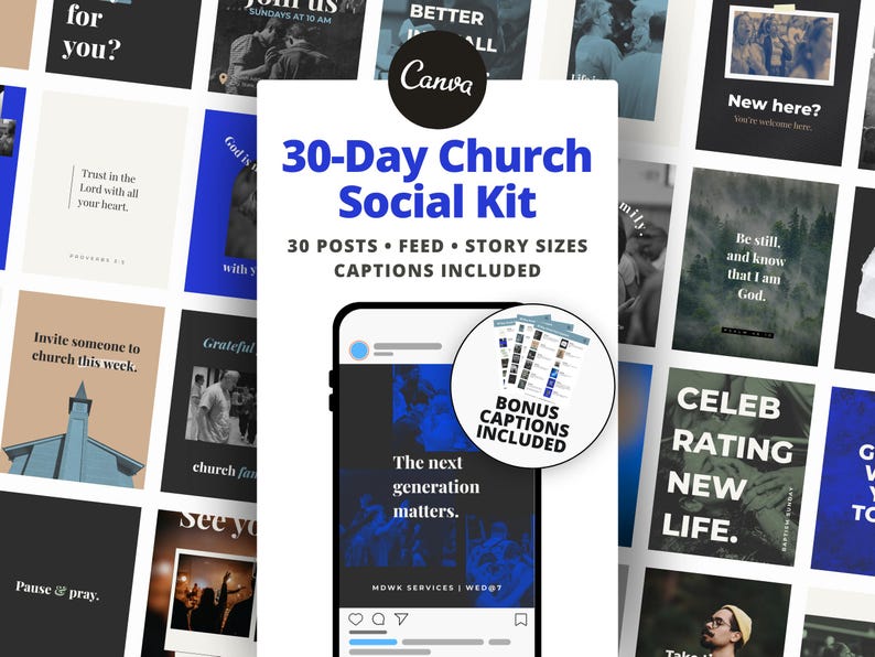 30 Day Church Social Media Kit | Canva Templates for Instagram ...