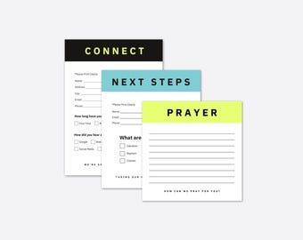 Customizable Church Welcome Cards: Stackable Connection, New Guest & Prayer Request Templates