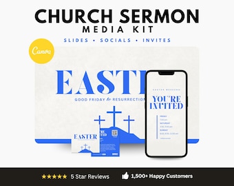 Serie de sermones del Domingo de Resurrección de Pascua • Kit de gráficos para iglesias en Canva (diapositivas, redes sociales, invitaciones)