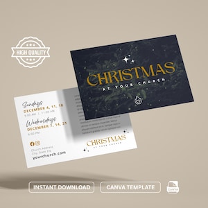 de Flyer de l'église de Noël modifiable | Design Canvas pour services de vacances